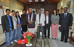 The Governor of Arunachal Pradesh Shri PB Acharya with Municipal Council Members in the Gyatri Hall at Raj Bhavan Itanagar on 1st February 2017.